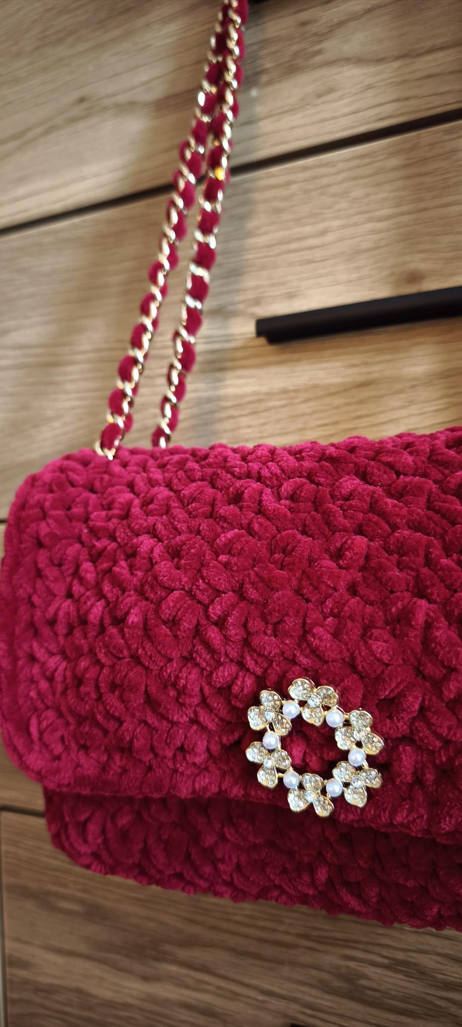 SAC VELOURS BORDEAUX
