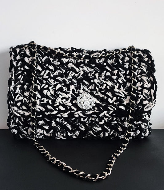SAC ZEBRÉ/VELOURS NOIR