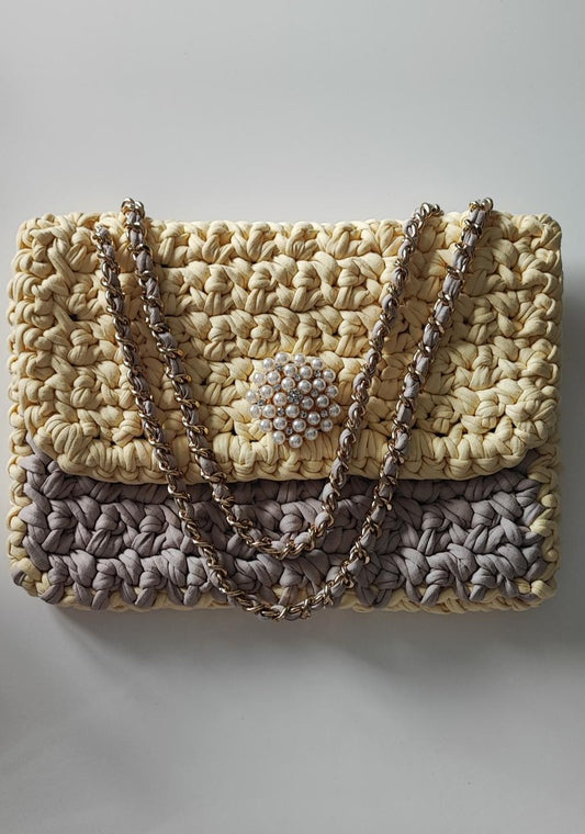 SAC BICOLORE JAUNE/BEIGE