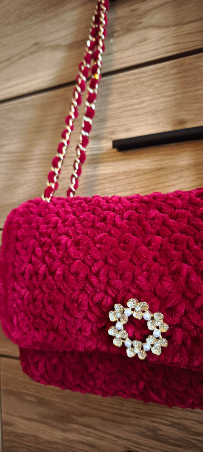 SAC VELOURS BORDEAUX