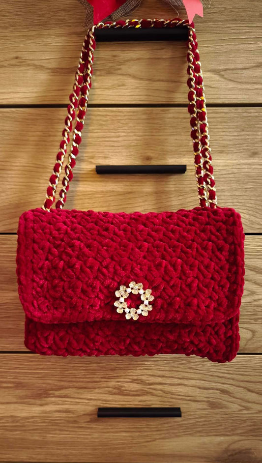 SAC VELOURS BORDEAUX