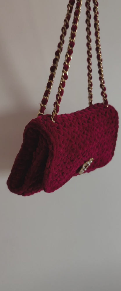 SAC VELOURS BORDEAUX