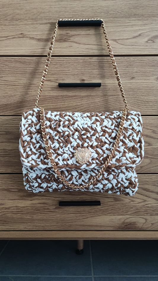 SAC MARRON GLACÉ/BLANC CRÈME